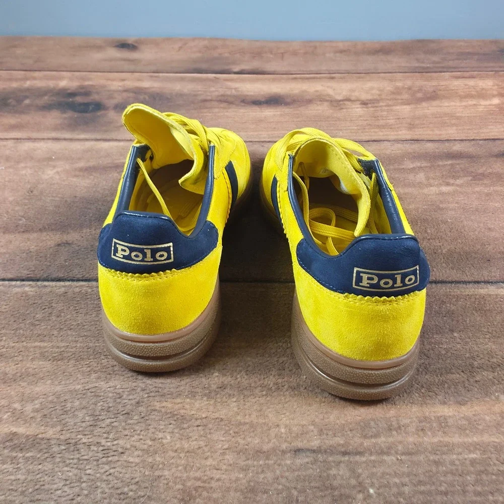 Polo Ralph Lauren Bedford Sneaker Mens 7.5 Yellow Good Suede Low Top Gum Sole